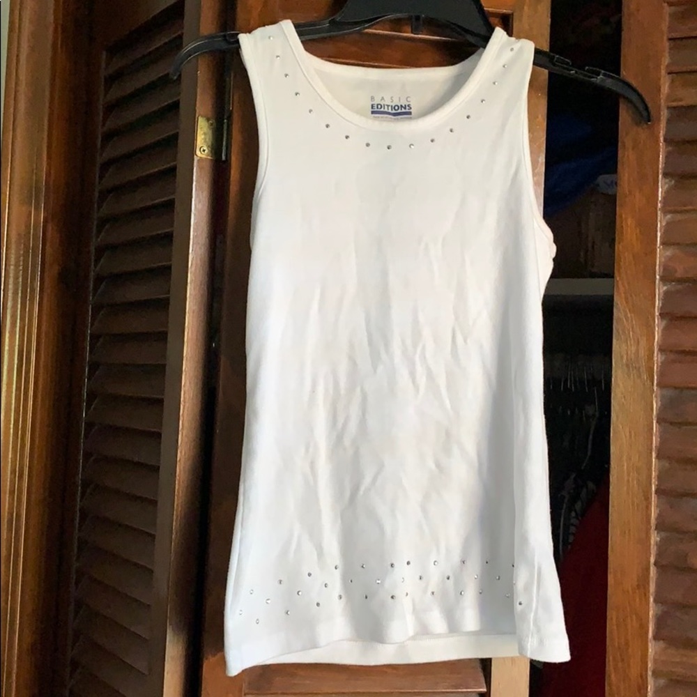 White tank top with rhinestones